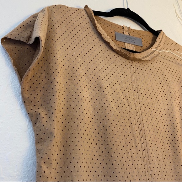 ZARA Suede Scoop Neck Top - Picture 6 of 8